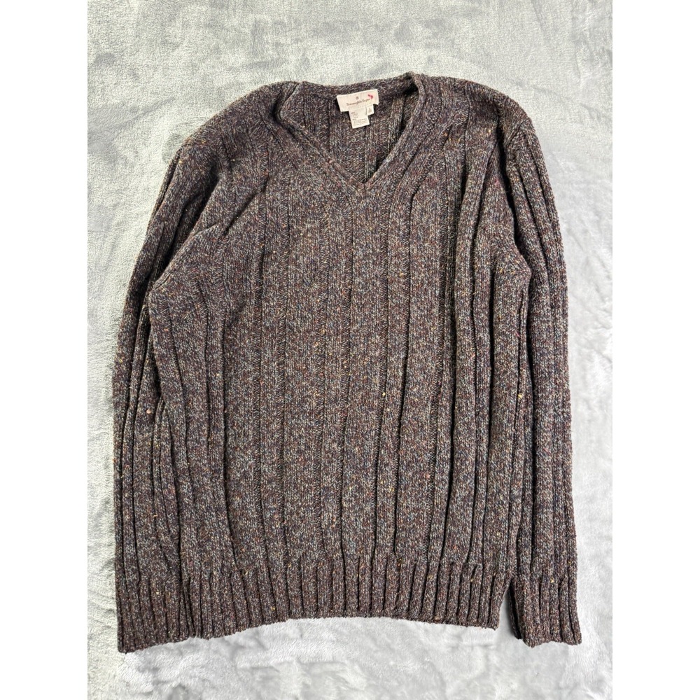 Ermenegildo Zegna Sweater Lana Wool Blend Italy Dark Red Cable Knit Sweater Sz L